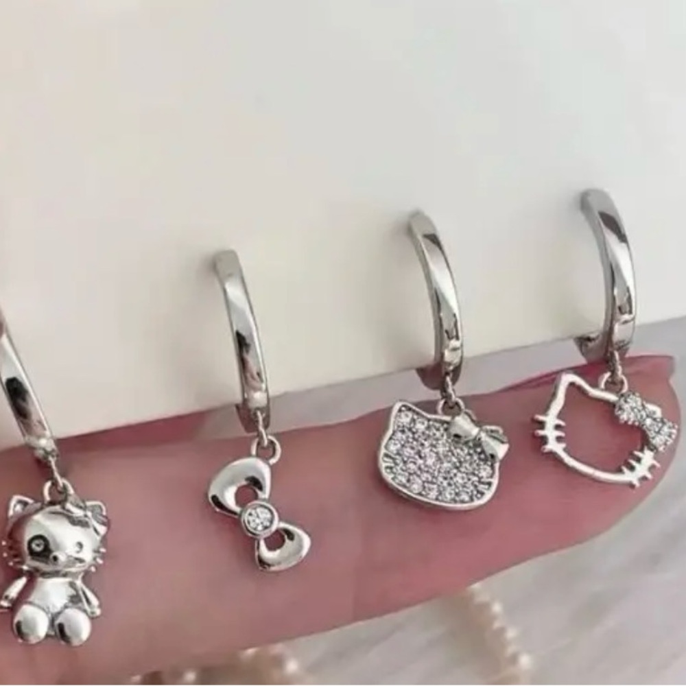 Hello Kitty Silver Charm Rings